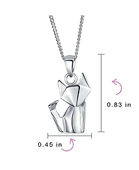 Bling Jewelry 3D Geometric Jewelry Set Origami Jewelry Animals Kitten Cat Stud Earrings & Pendant Necklace .925 Sterling Silver