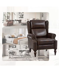 Hulala Home Volkert Triditional Genuine Leather Manual Recliner with Spindle Legs