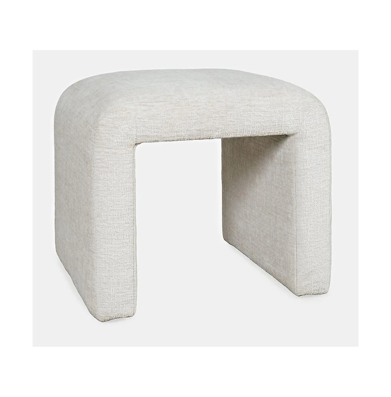 Jofran Luxury Curved Upholstered Waterfall Jacquard Petite Ottoman Bench - Set of 2