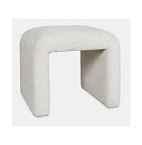 Jofran Luxury Curved Upholstered Waterfall Jacquard Petite Ottoman Bench - Set of 2