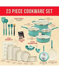 Cookware Set – 23 Piece –Blue Multi-Sized Cooking Pots with Lids, Skillet Fry Pans and Bakeware – Reinforced Pressed Aluminum Met