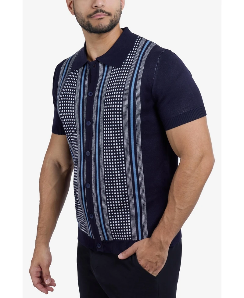 Spring + Mercer Men's Short Sleeve Sweater Knit Polo Shirt