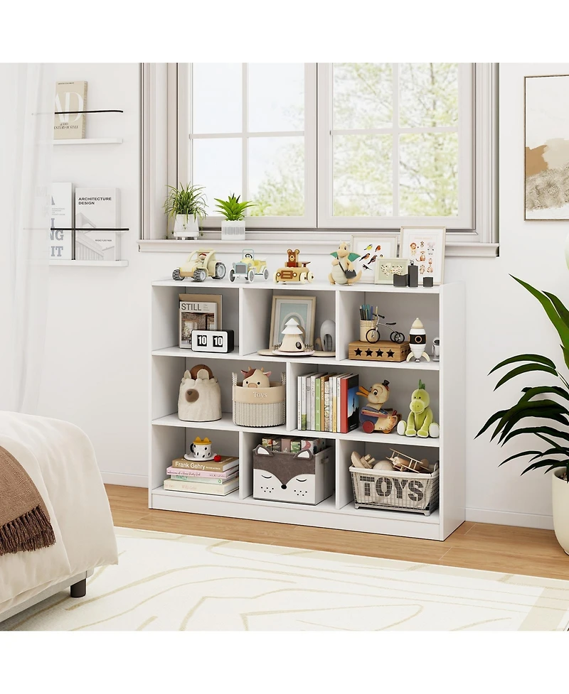 Gouun 3-Tier Open Bookcase 8-Cube Floor Standing Storage Shelves Display Cabinet