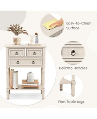 Gouun Narrow Console Table with 3 Storage Drawers and Open Bottom Shelf