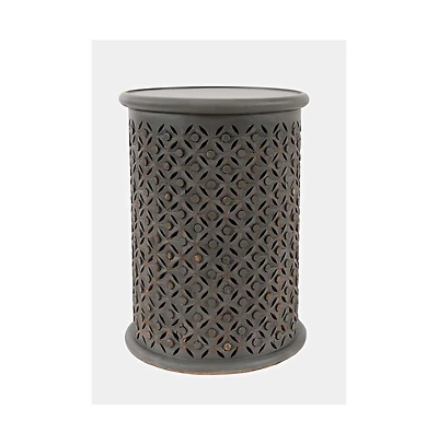 Jofran Decker Distressed Hardwood Global Drum End Table