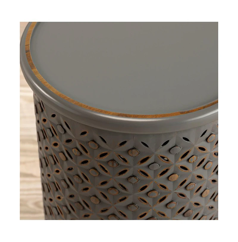 Jofran Decker Distressed Hardwood Global Drum End Table