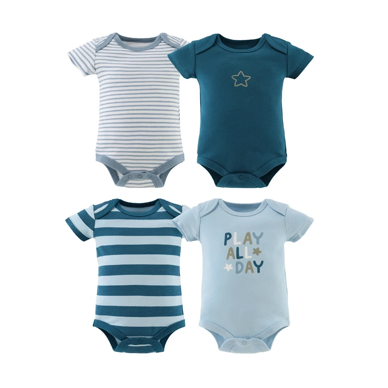 The Peanutshell Baby Boys Short Sleeve Cotton Bodysuits Boys, Star Stripe