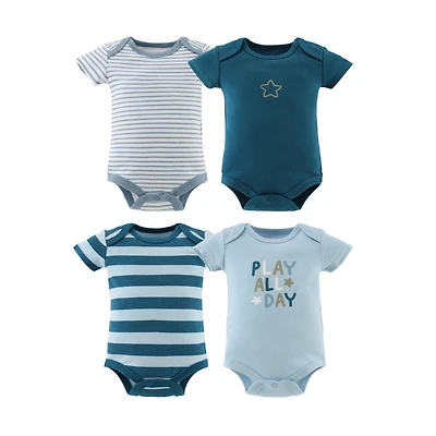 The Peanutshell Baby Boys Short Sleeve Cotton Bodysuits Boys, Star Stripe