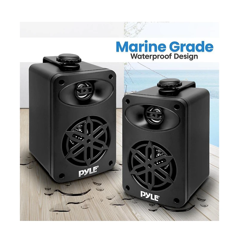 Pyle 3.5” 2-Way Indoor/Outdoor Speaker System - Waterproof Design with 1/2” High Compliance Polymer Tweeter