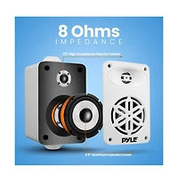 Pyle 3.5” 2-Way Indoor/Outdoor Speaker System - Waterproof Design with 1/2” High Compliance Polymer Tweeter