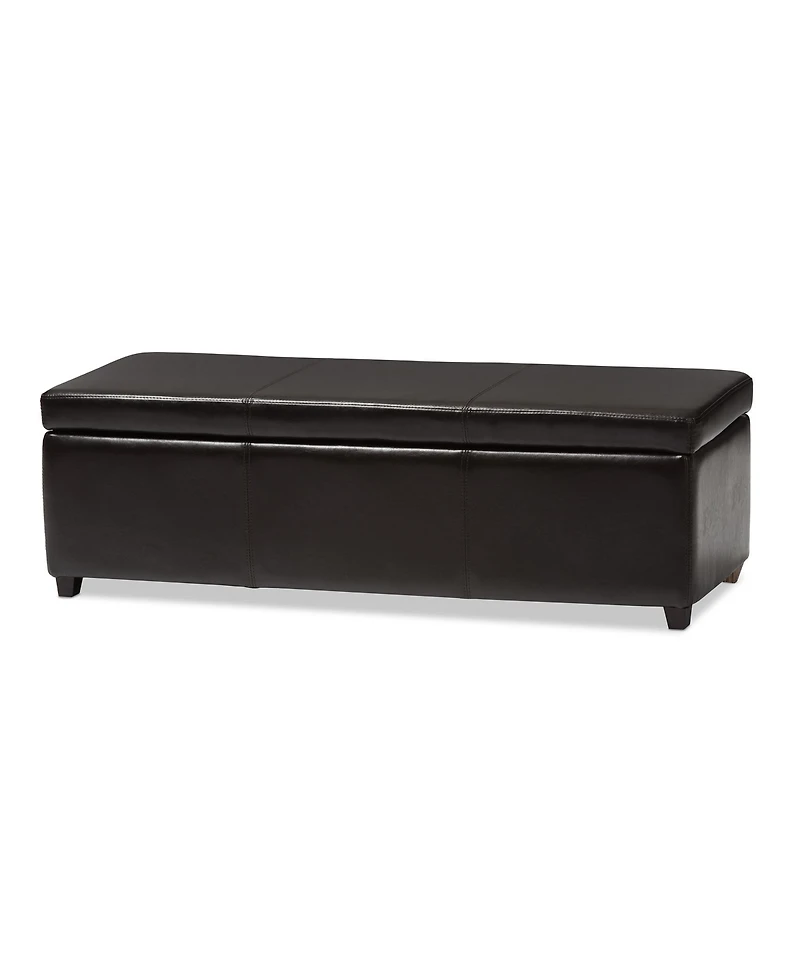 Baxton Studio Dark Brown Pu Leather Storage Bench Ottoman with Stitching