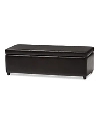 Baxton Studio Dark Brown Pu Leather Storage Bench Ottoman with Stitching