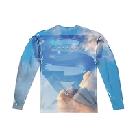 Supergirl Mens Up The Sky (Front/Back Print) Long Sleeve Adult Poly Crew Tee / T-Shirt