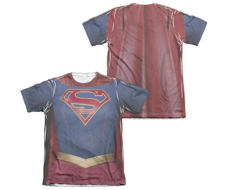 Supergirl Mens Uniform (Front/Back Print) Adult Poly/Cotton Short Sleeve Tee / T-Shirt