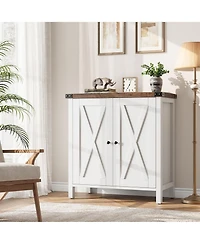 gaomon Farmhouse Buffet Cabinet with Adjustable Shelf and Barn Doors