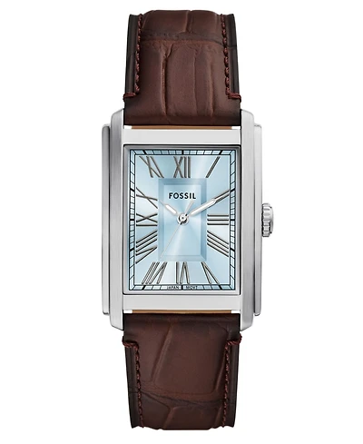 Fossil Men's Carraway Three-Hand Brown Leather Watch, 30mm