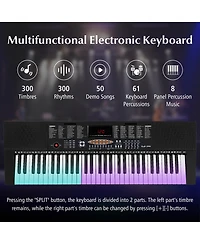 Gymax 61-Key Electronic Keyboard Piano w/ 300 Rhythms 300 Timbres 50 Demo Songs