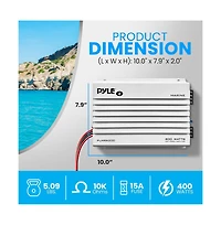Pyle 2-Ch. Elite Series Marine Amplifier, Bridgeable 400W Waterproof Amp