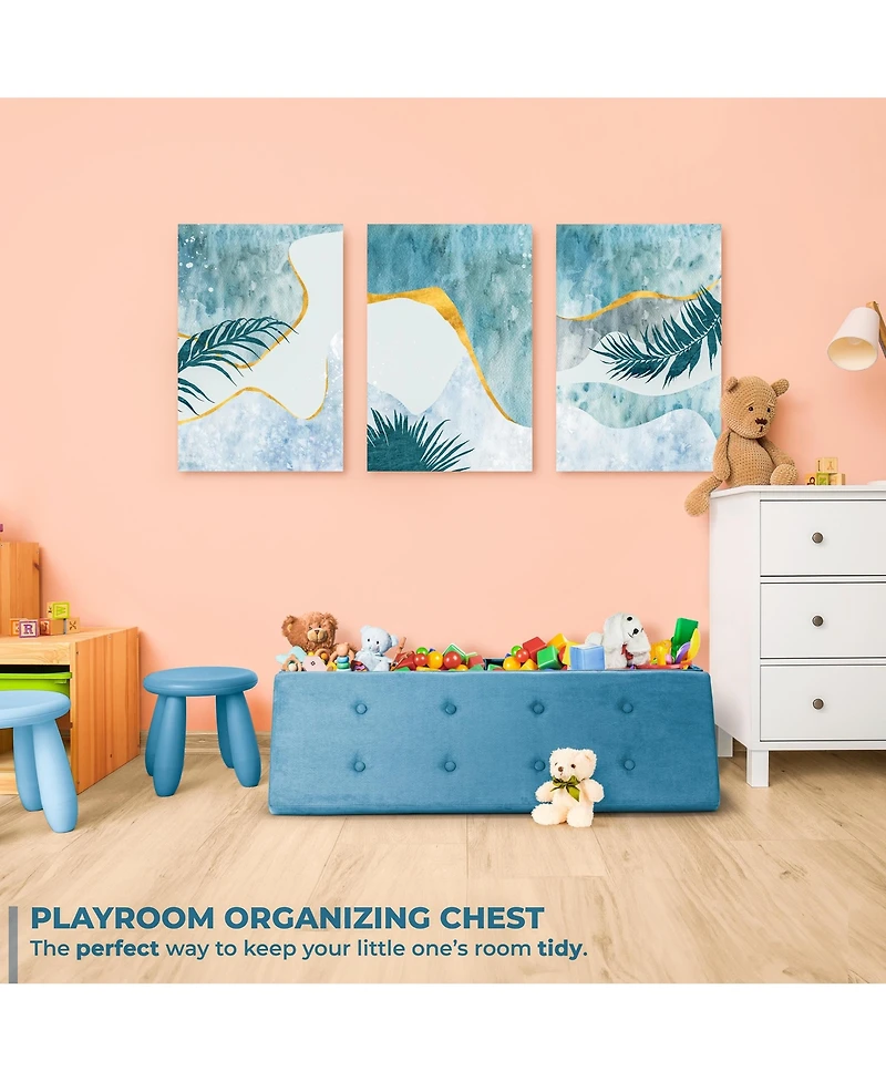 Sorbus 43 Inch Faux Suede Storage Bench - Perfect Toy and Shoe Chest, Hope Chest, Pouffe Ottoman, Seat, Foot Rest (Large|Teal)