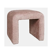 Jofran Luxury Curved Upholstered Waterfall Jacquard Petite Ottoman Bench - Set of 2