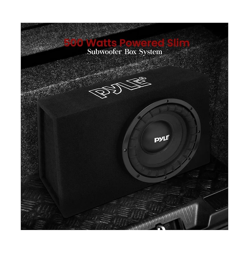 Pyle Slim Subwoofer Box System, 10'' 500W, Truck Audio Enclosure