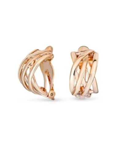 Bling Jewelry Classic Open Criss Cross Twist Wire Celtic Knot Weave Wide Half Hoop Clip On Earrings Non Pierced Ears