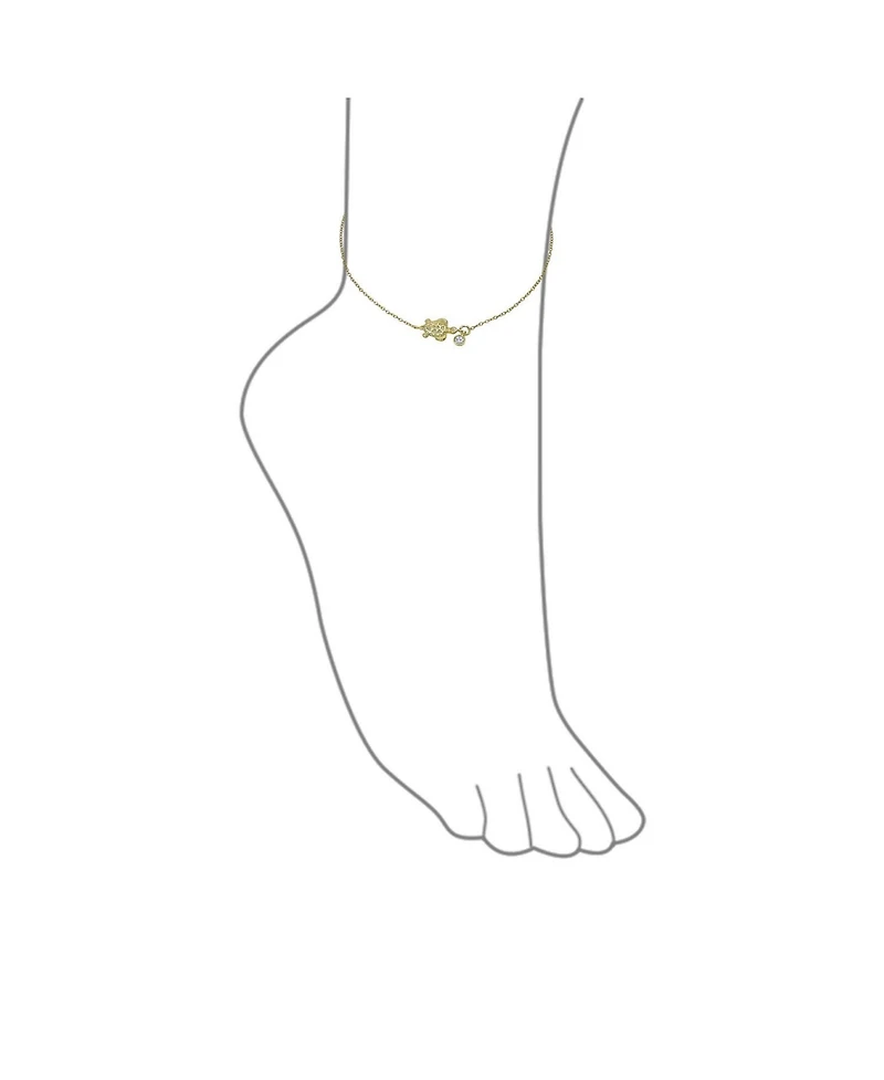 Bling Jewelry Nautical Turtle Cz Accent Anklet Ankle Bracelet Sterling Silver