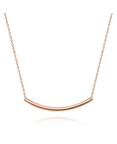 Bling Jewelry Minimalist Delicate Thin Sideways Horizontal Round Tube Curved Bar Slide Pendant Necklace Sterling Silver