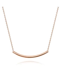 Bling Jewelry Minimalist Delicate Thin Sideways Horizontal Round Tube Curved Bar Slide Pendant Necklace Sterling Silver
