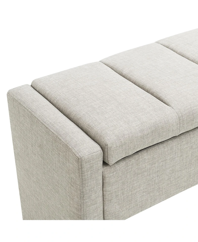 Modern Upholstered Bed End Bench with Storage, Linen Foot Rest Stool, Multi-Functional Vanity Stool-The Pop Home