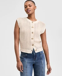 And Now This Petite Open-Knit Button-Front Cardigan Sweater, Exclusively at Macy's