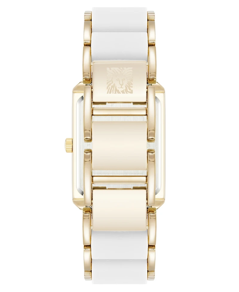 Anne Klein Women's Quartz White Silicone and Gold-Tone Metal Alloy Bracelet Watch, 26mm