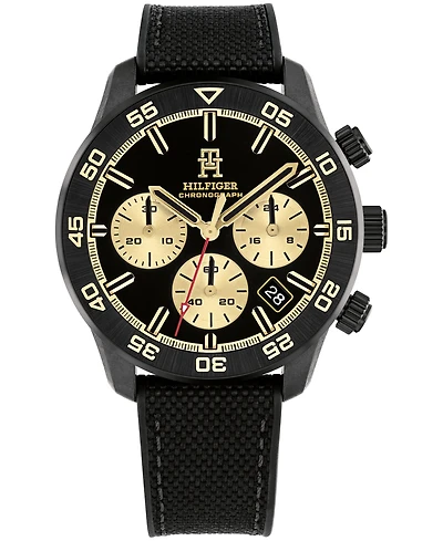 Tommy Hilfiger Men's Chronograph Black Cordura & Black Silicone Strap Watch