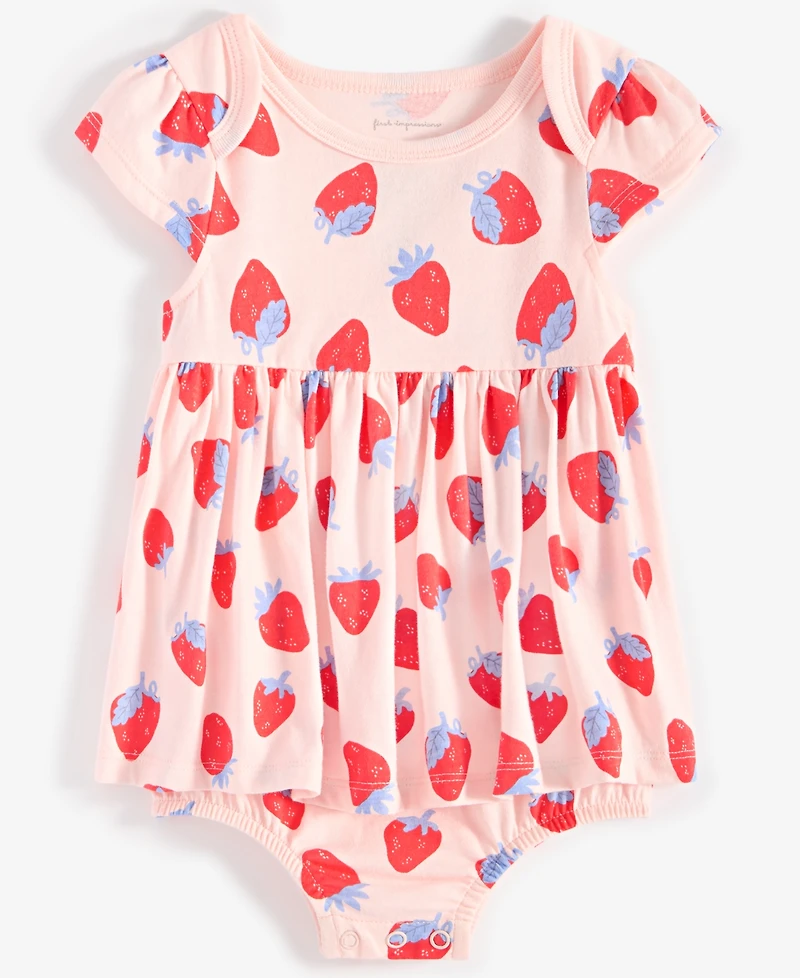 First Impressions Baby Girls Strawberry-Print Skirted Sunsuit, Exclusively at Macy's