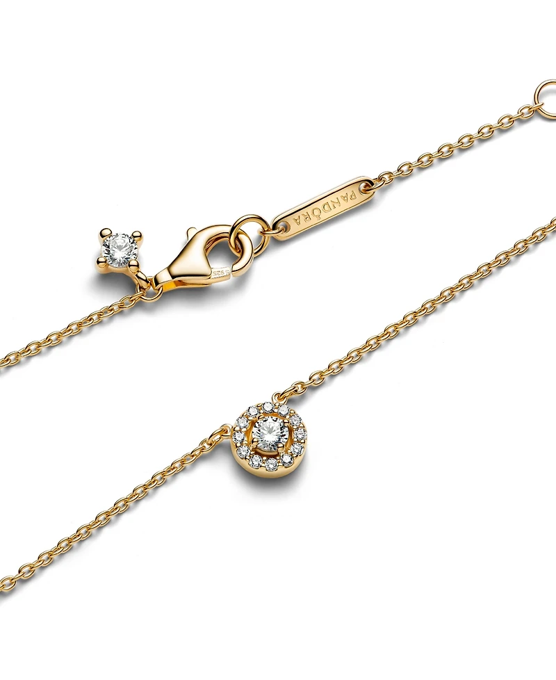 Pandora Gold-Plated Round Pave Halo Pendant Necklace