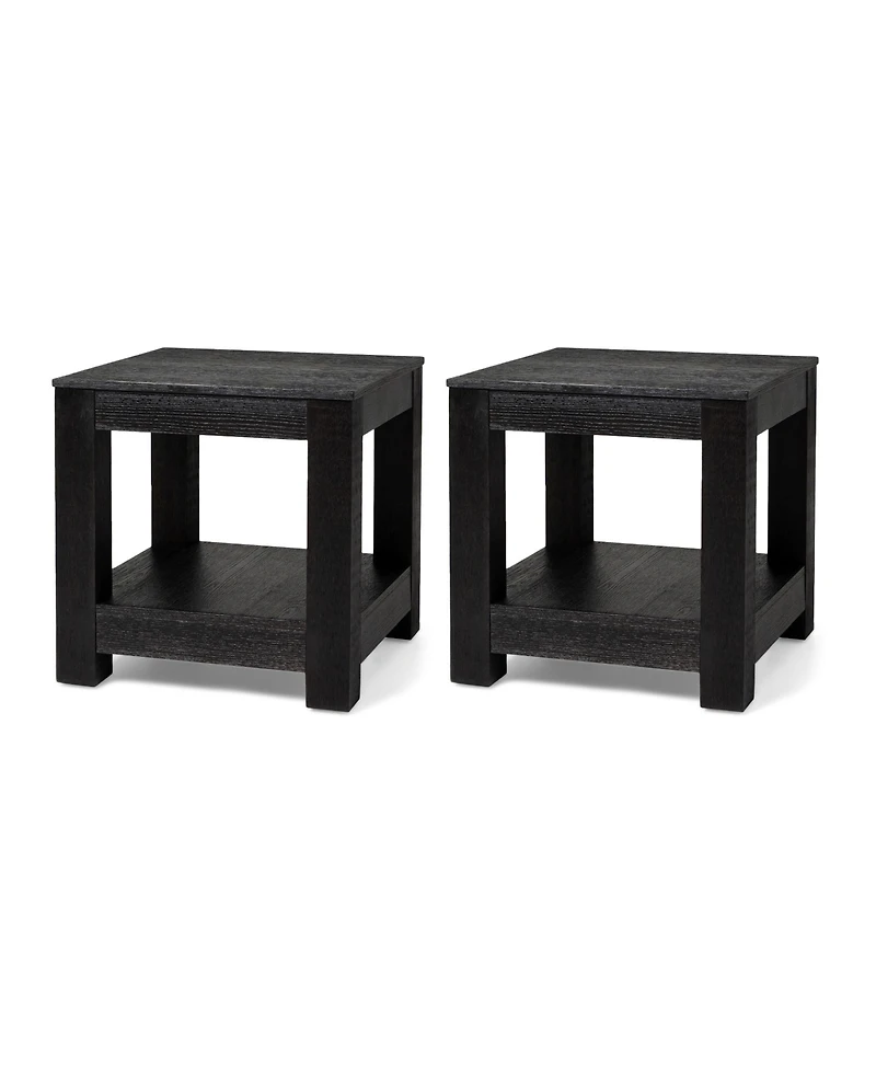 Maven Lane Paulo Wooden Side Table in Weathered Black Finish, Set of 2