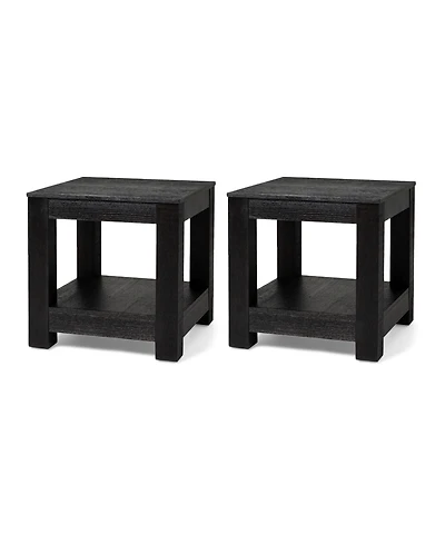 Maven Lane Paulo Wooden Side Table in Weathered Black Finish, Set of 2
