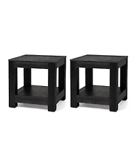 Maven Lane Paulo Wooden Side Table in Weathered Black Finish, Set of 2