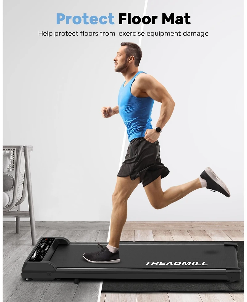 Redliro Foldable Rubber Treadmill Mat, Non-Slip Walking Pad Mats, High Resilience Floor Protector for Home Fitness, Bike Gym Mat, 68" * 25.6"