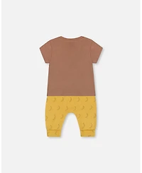 Deux par Baby Boys Printed Organic Cotton Top And Pant Set Yellow Bananas Brown