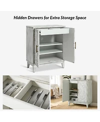 Eusebio Traditional Accent Cabinet with Hidden Drawer and Tapered Legs