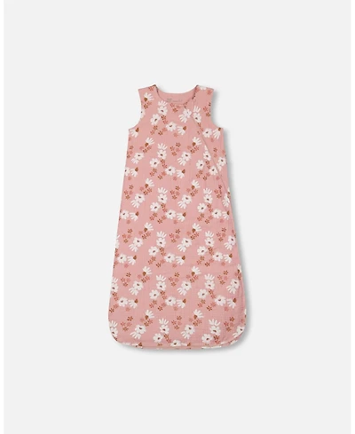 Deux par Deux Baby Girls Printed Muslin Sleep Sack Pink And White Flowers - Infant|Toddler