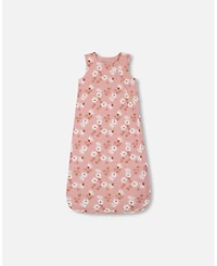 Deux par Deux Baby Girls Printed Muslin Sleep Sack Pink And White Flowers - Infant|Toddler