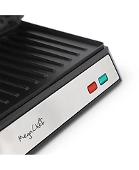 MegaChef Electric Dual Plate Non-Stick Panini Grill Press with Drip Tray