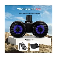 Pyle 6.5'' Marine Bluetooth Wakeboard Speaker System with Led Lights, 200W