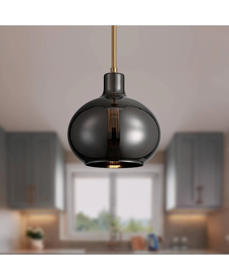 360 Lighting Partridge 9 1/2" Modern Pendant Ceiling Light Fixture Dining Room Over Table Kitchen Island Foyer Hanging Round Brass Finish Mirror Glass