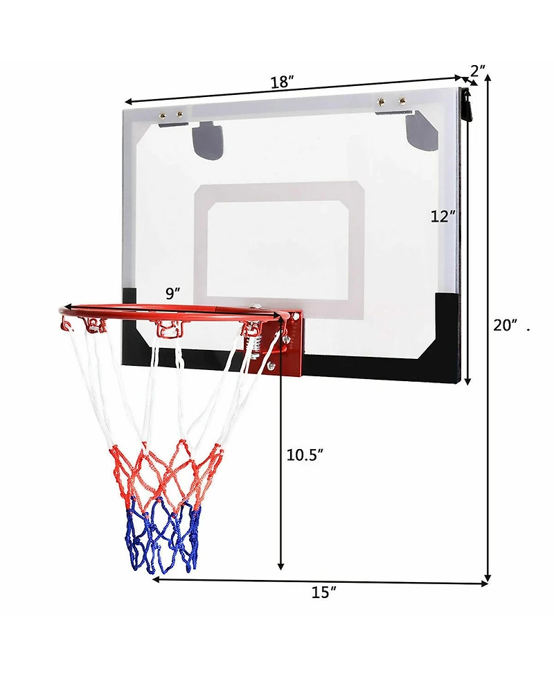 Gymax Over-The-Door Mini Basketball Hoop Includes Basketball & Hand Pump Indoor Sports