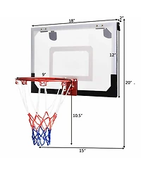 Gymax Over-The-Door Mini Basketball Hoop Includes Basketball & Hand Pump Indoor Sports