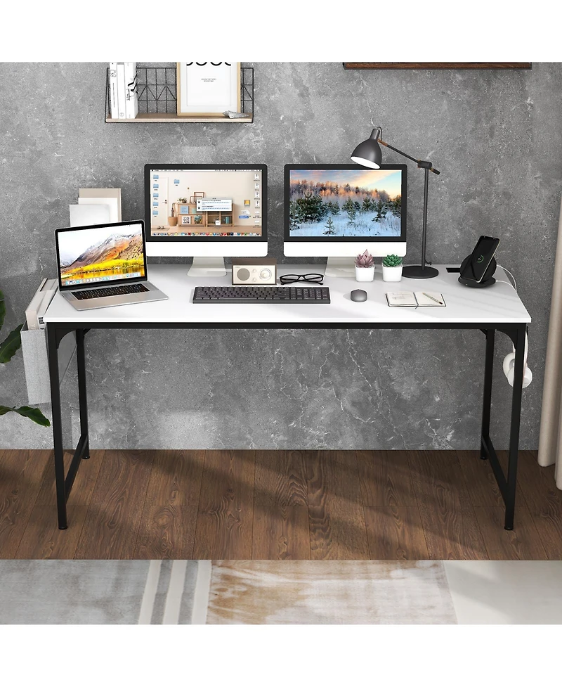 Gouun 60 Inch Computer Desk with Charging Station Storage Bag