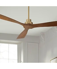 Casa Vieja 66" Delta Xl Modern Indoor Ceiling Fan 3 Blade Remote Control Soft Brass Finish Walnut Finish Blades Bedroom Dc Motor